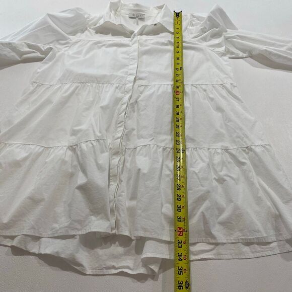 WAYF White Tiered Mini Dress XL | Long Sleeve Babydoll Dress Women’s Flowy Tunic - Picture 5 of 10